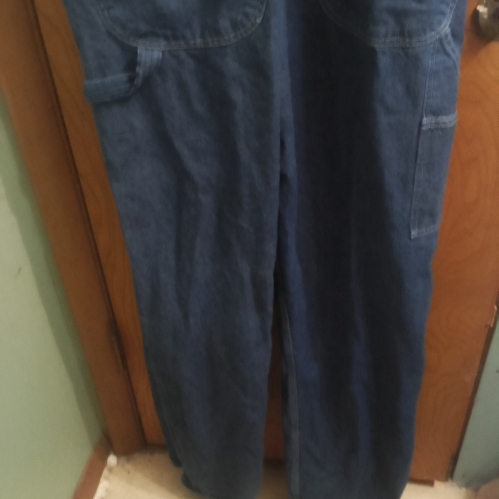 Classic Dark Wash Mens Red Cap Bib Denim Overalls 34/32 - Picture 11 of 16